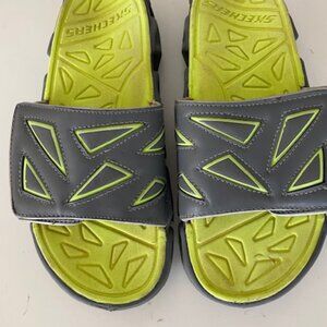 Skechers Slide Sandals "Air-Tricks" size 3, Gray and Lime Green